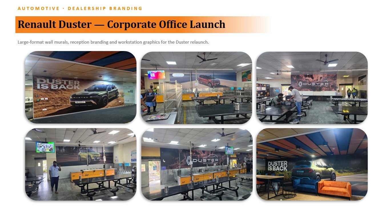 Renault Duster — Corporate Office Launch — project collage