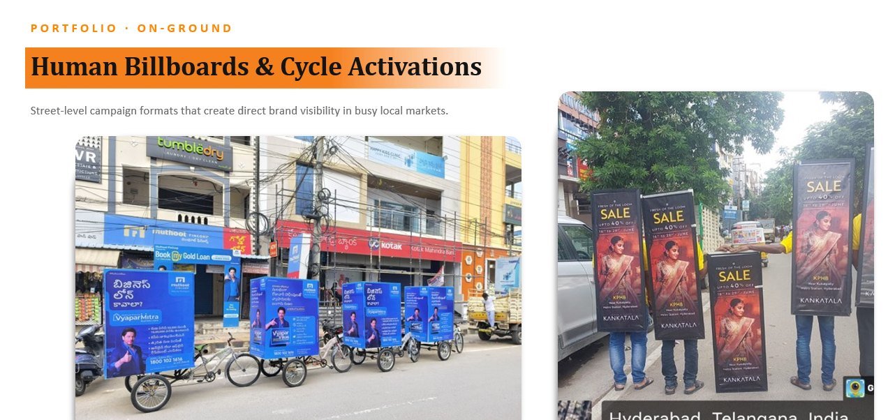 Human Billboards & Cycle Activations — project collage
