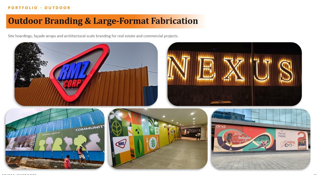 Outdoor Branding & Large-Format Fabrication — project collage