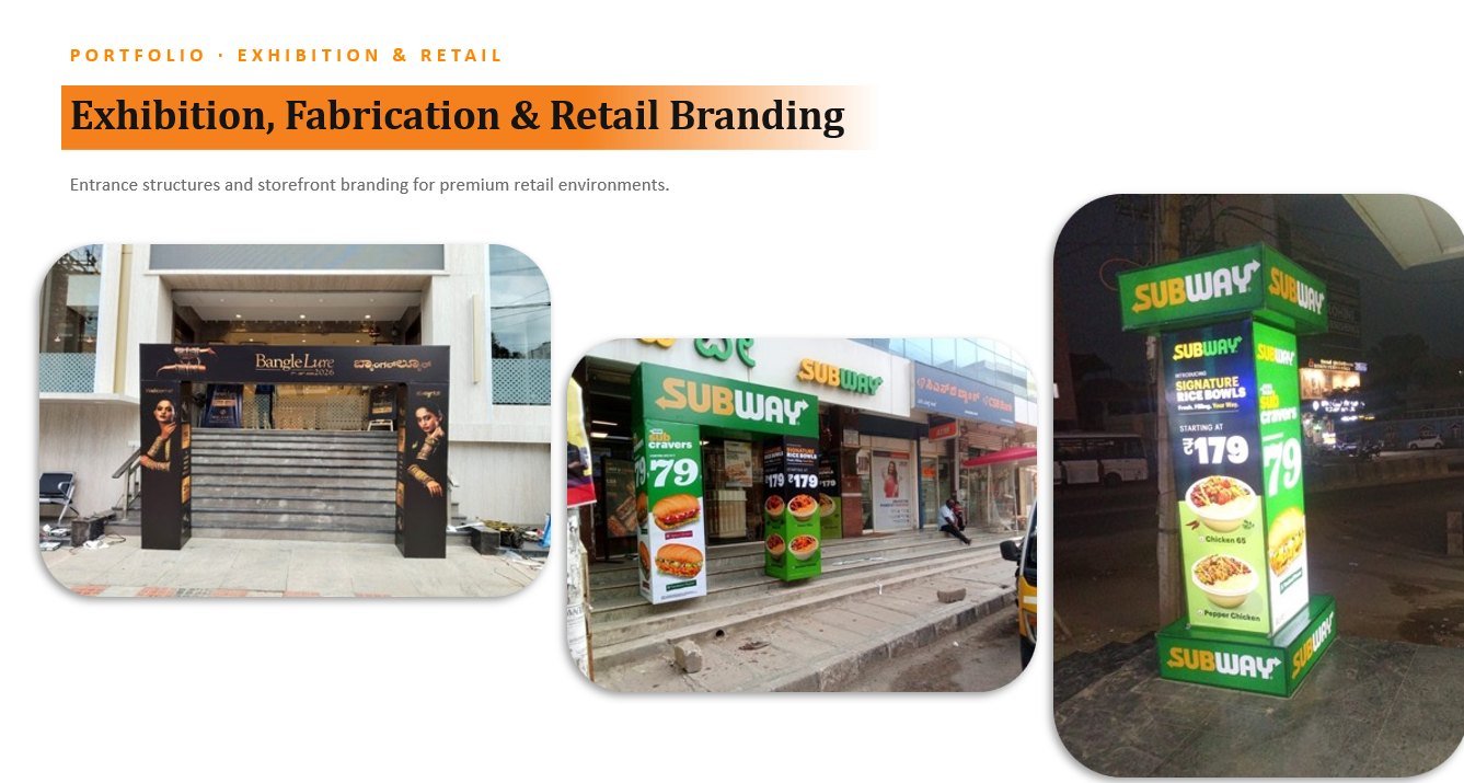 Exhibition, Fabrication & Retail Branding — project collage